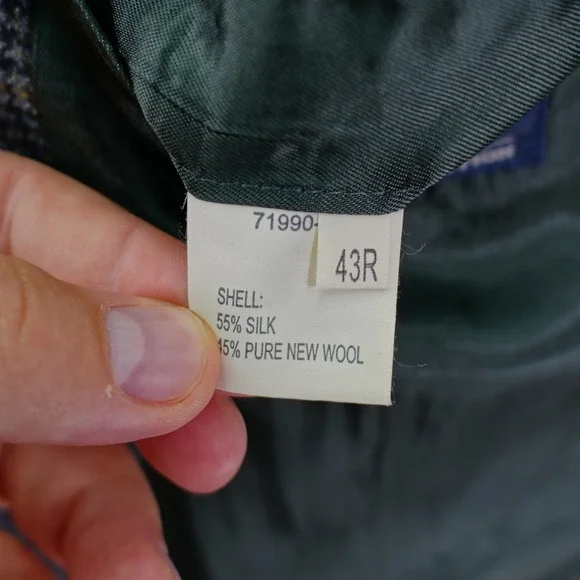 Jos A Bank Gray Houndstooth Yellow Winowpane Soft Tweed Silk Wool 42R Sport Coat - Picture 9 of 12